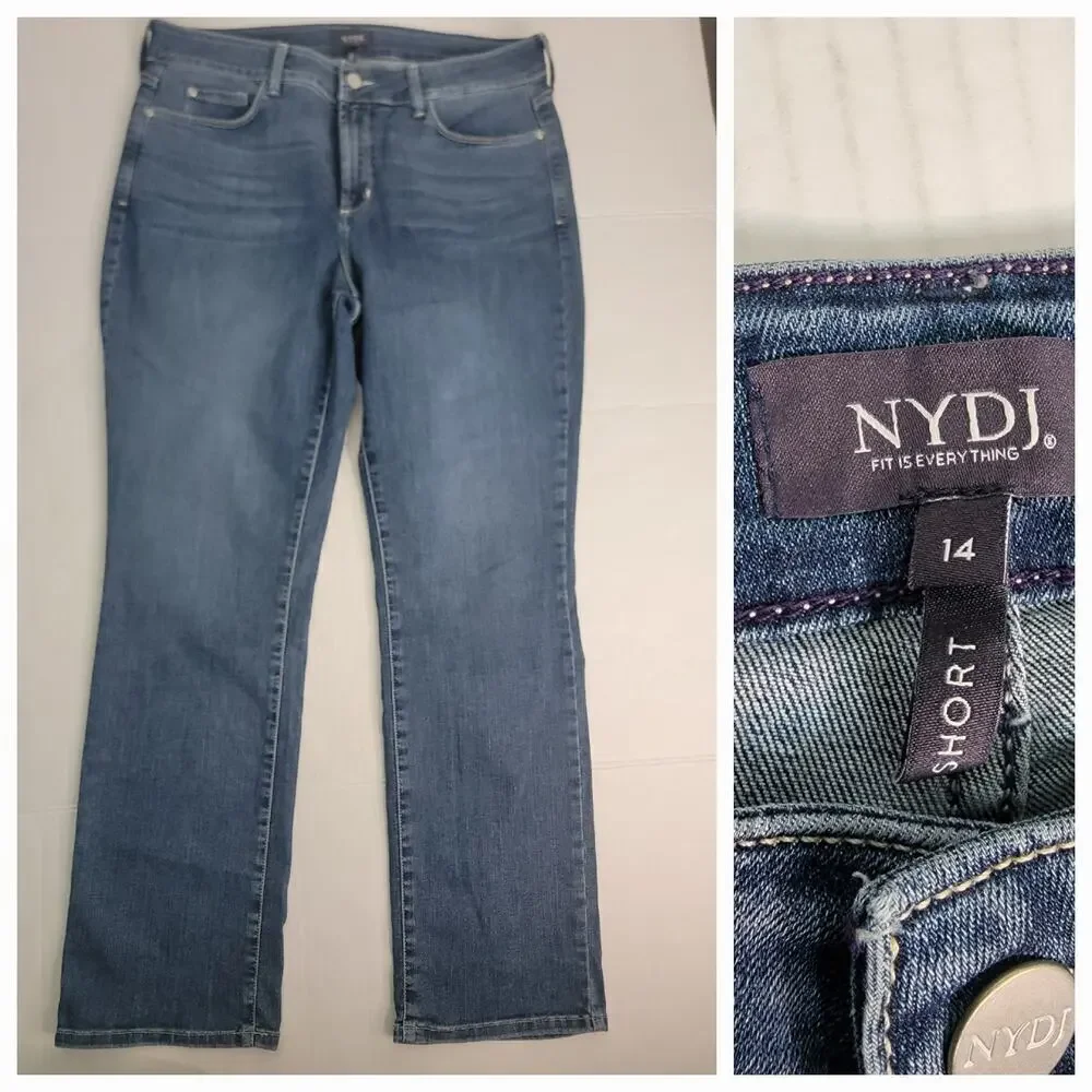 Not Your Daughters Jeans SZ 14 Short Marilyn Straight High Rise Lift Tuck